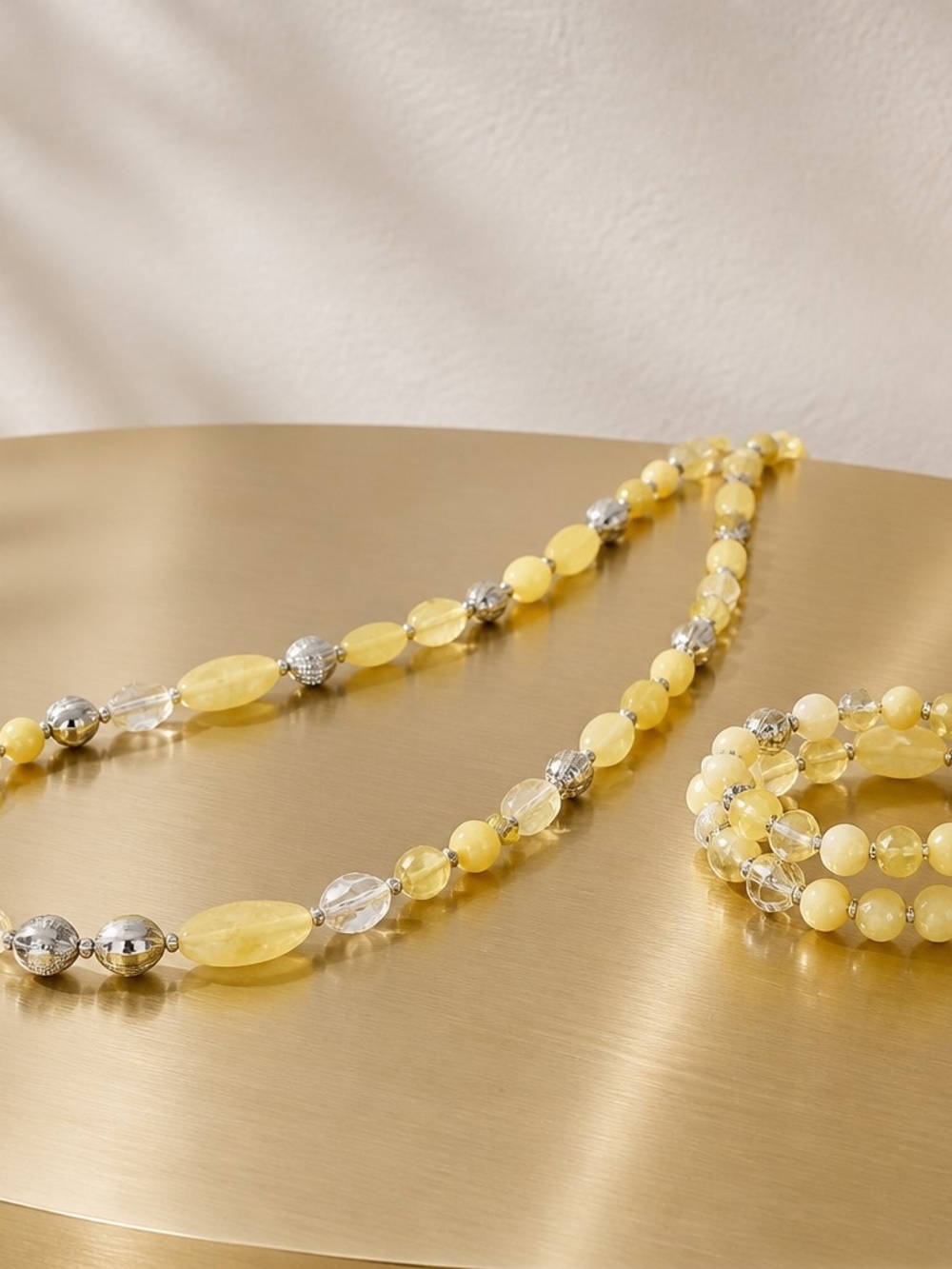 Erica Lyons Yellow and Clear Beaded Necklace Set